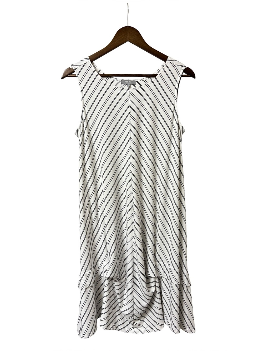 Habitat sleeveless black stripe chevron print lagenlook asymmetrical dress Small